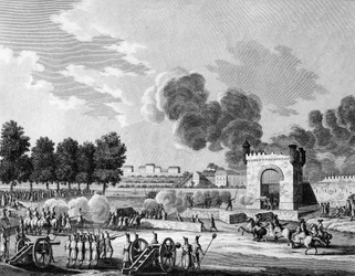 Revolução Francesa: Festa republicana dos victoires, luta de jovens estudantes nos Champs de Mars em Paris a 21 de Outubro de 1794. Gravura de Malapeau depois de Swebach - Desfontaines. Paris, Biblioteca do Instituto de História da Revolução