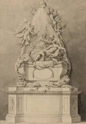 Monumento ao Major-General Wolfe, Zona Norte, Abadia de Westminster (tinta e lavagem sobre papel)