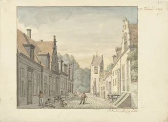 Rua na vila de Oosterland em Duiveland Aldeia de Oosterland (título no objeto)