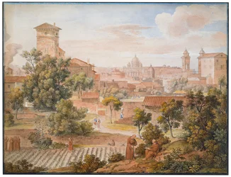 Vista do mosteiro de S. Isidoro para a Basílica de São Pedro, em Roma