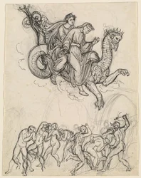 Dante e Virgílio cavalgando nas costas de Geryon