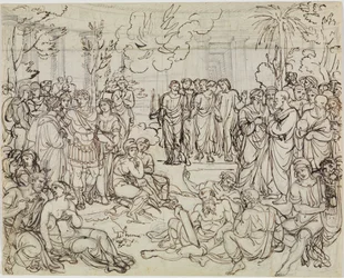 Dante e Virgílio entre os pagãos no Limbo (Inferno de Dante, Canto 4, v. 52)