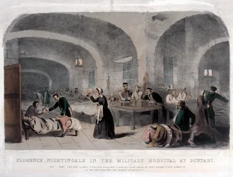 Florence Nightingale (1820-1910) no Hospital Militar de Scutari durante a Guerra da Crimeia, 1856