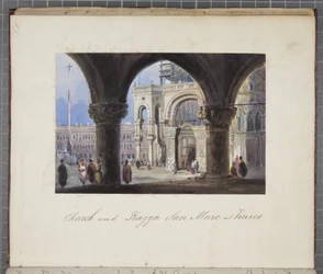 Igreja e Piazza San Marc em Veneza, colado em Thomas Moodys Journal de uma turnê pela Suíça e Itália, 1822 (wc no papel)