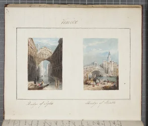 Veneza, colada em Thomas Moodys Journal de uma turnê pela Suíça e Itália, 1822 (wc no papel)