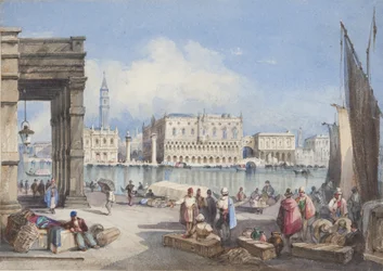 "Veneza", colado na página de título do jornal de Thomas Moody de uma turnê pela Suíça e Itália, 1822