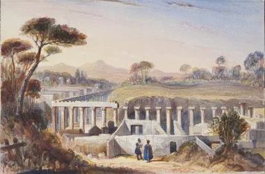Aguarela colada em Thomas Moodys Journal de uma turnê pela Suíça e Itália, 1822 (wc no papel)