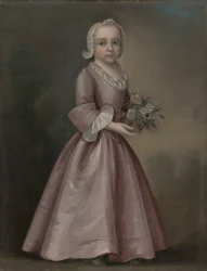 Little Girl Holding Flowers (atribuído a Joseph Badger)