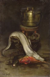 Ainda vida com peixe e caldeirão