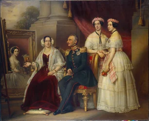Retrato de família de Joseph, Duque de Saxónia Altenburg (1789-1868) - Pintura de Joseph Karl Stieler (1781-1858), óleo sobre tela