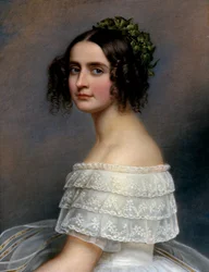 Retrato da princesa Alexandra da Baviera (Alexandra Amalie da Baviera, Alexandra da Baviera) (1826-1875) - Pintura de Joseph Karl Stieler (1781-1858) Ec. All