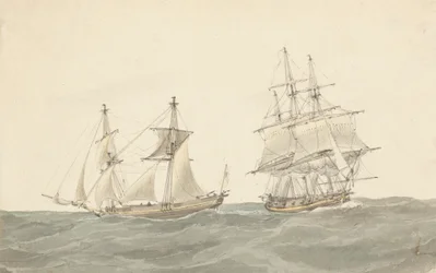 Barquentine e Fragata em Mares Pesados