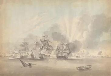 Cena de batalha: Navios de batalha, Frigadas e Corvetas; Barco afundado e Barco a Remo