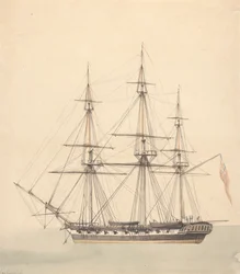 Corvette Simples (?) com Três Números em Uniformes Navais e Valete da União