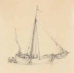 Ketch simples, proa para a frente; Rowboat Behind