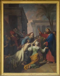 A Ressurreição do filho da viúva de Naim. Óleo sobre tela de Jacques Chabord (1786-1848). Nave da Catedral de Sens