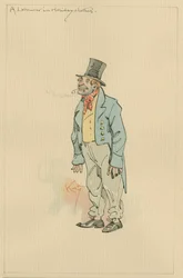 Um trabalhador em roupas de férias, c.1920s (caneta e tinta com wc no papel)