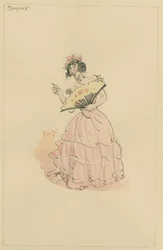 Cleópatra, ou A Honorável Sra. Skewton, em 1920 (caneta e tinta com wc no papel)