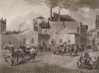Cervejaria de Meux, Tottenham Court Road, Londres, c1830