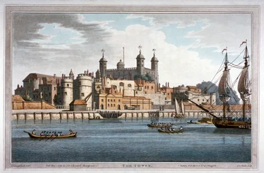 Vista sul da Torre de Londres com barcos no rio Tamisa, 1795