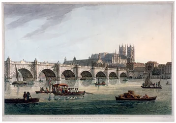 Ponte de Westminster, Abadia de Westminster e Westminster Hall, Londres, 1789.
