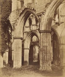 Abadia de Rievaulx. Olhando através do coro, década de 1850.