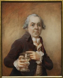 Retrato de um homem segurando um copo