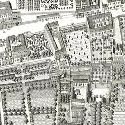 Detalhe de um mapa de Viena mostrando 135 Alsergrund, onde Mozart e sua família viveram em 1788 (água-forte e gravura)