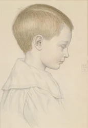 Esboço da cabeça de um menino, 1906 (lápis e wc no papel)