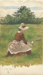 Mulher, reunião, capim praia, 1.VIII.1886, 1886, (pencil, &, wc, ligado, paper)
