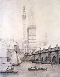 A velha Ponte de Londres e o Monumento