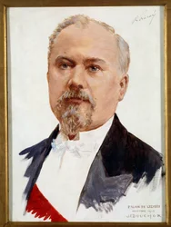 Retrato de Raymond Poincare (1860-1934) Presidente da República. Pintura de Joseph-Felix Bouchor (1853-1937) Sol do século XX. 0,33x0,24 m Atenção! A utilização desta obra pode ser sujeita a um pedido de autorização de terceiros ou a taxas adicionais