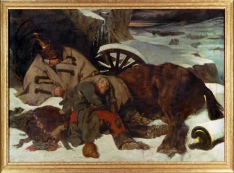 Episódio da retirada de Moscou - Cena da retirada francesa de Moscou (pintura sobre tela)