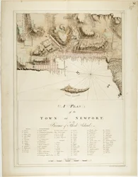 Um plano da cidade de Newport na província de Rhode Island