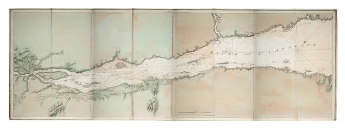 Carta do rio de São Lourenço, costa atlântica da América do Norte, c.1781 (gravura a cores)
