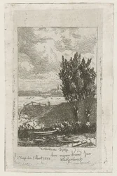 Paisagem de prado com vala Dique holandês (título no objeto)