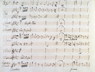 Primeira página de partitura de minueto em Armida por J Haydn (1784)
