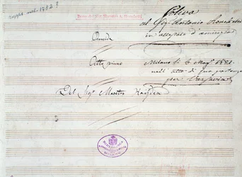 Primeira página de partitura de minueto em Armida por J Haydn (1821)