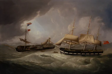 Passageiros do navio mercante americano Troope sendo resgatados por um navio mercante britânico (óleo sobre tela)