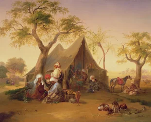 Xeques tomando café na frente de uma tenda, 1842