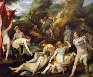 Barroco : Diane et Acteon - Diana e Actaeon par Heintz, Joseph, the Elder (1564-1609), ca. 1595. Óleo sobre cobre, 40x49. Museu de História de Arte, Vienne