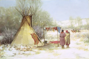 Índios regressando a um acampamento de inverno (óleo sobre tela)