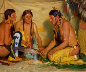 Preparação de medicina de erva-doce, cerimónia Blackfoot