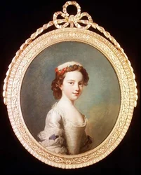 Um, retrato, de, um, menina jovem, em, um, vestido branco