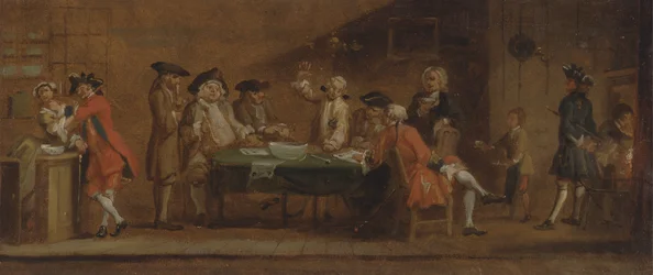 Figuras em uma taberna ou cafeteria, ca. 1725 ou depois de 1750.