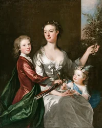 A mulher do artista, Susanna, o filho Anthony e a filha Susanna