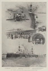 HMS Terrible, 14.220 toneladas, o maior cruzador no mundo, preparando-se para a guerra