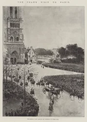 A visita do czar a Paris, o Partido Imperial deixando a Catedral de Notre Dame