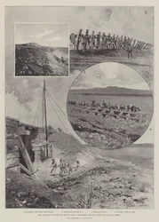 A guerra de guerrilha na África do Sul, reparando linhas ferroviárias cortadas pelos Boers