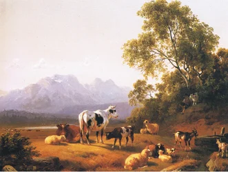 Uma paisagem pastoral holandesa, de uma revista ou fonte de livro desconhecida